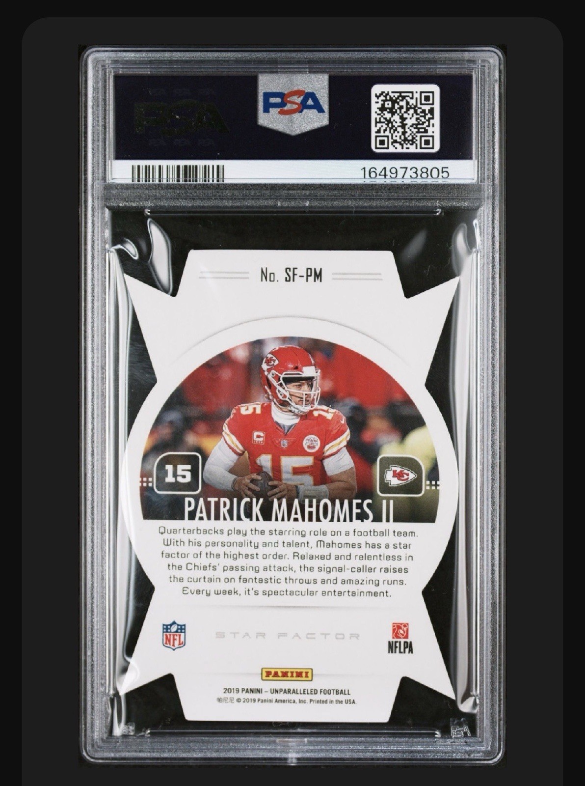 2019 Panini Unparalleled - Star Factor Die-Cuts Patrick Mahomes II #SF-PM PSA10 view 2