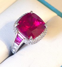 Sterling Silver 9 ctw Lab Created Cushion Cut Ruby Cocktail Ring Size 6