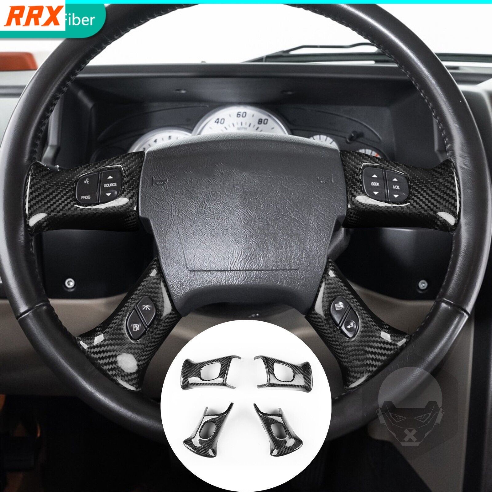 3K Dry Carbon Fiber Steering Wheel Button Cover For Hummer H2 Silverado Escalade
