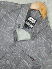 Star Wars RSVLTS Shirt Mens L Gray Short Sleeve Button Up Kunuflex Topo