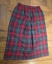 JG HOOK Wool Lined Plaid Skirt Sz Small Red Green Pocket See Measurements Vtg