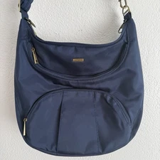 Travelon Anti-Theft Crossbody Hobo Bag Navy Blue Handbag Purse Security Vacation