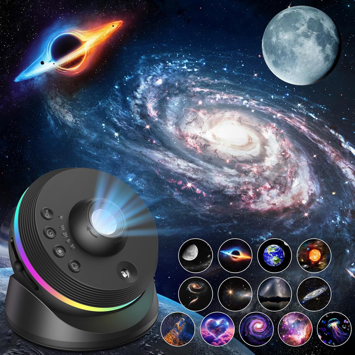 Luce Notturna Proiettore Stelle Bambini 4K - 13 Film Educativi e Timer