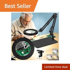 KIRKAS 12X-11in Magnifying Glass Light Stand Black