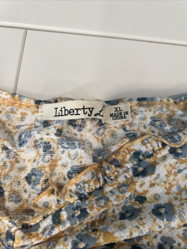 Women’s Liberty Love Yellow Blue Floral Ruched Bodycon Dress Size XL - Picture 6 of 10