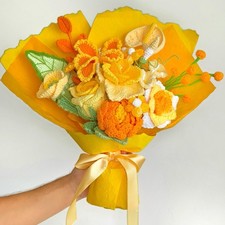 Crochet Sunflower Bouquet Handmade Yarn Flower Artificial Flowers Gift for Her