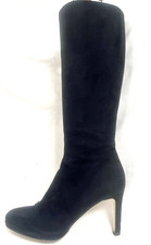 Hobbs Black Suede Stiletto Heel Platform Classic Knee High Boots Size 38