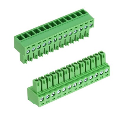2Pcs PCB Terminal Block, Male 13 Pin 3.81mm Pitch Screw Mount Connector, Green