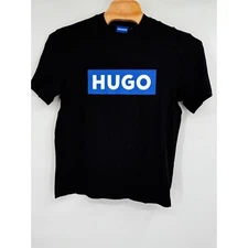 Men Hugo Logo Graphic Tee Black Shirt Spellout Hugo Short Sleeve New Sz M
