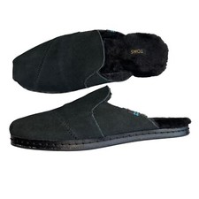 Toms Women  s Size 6.5 Black Fuzzy Lined Nova Wrap Shoes Slippers