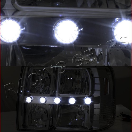 Chrome Housing LED Head Lights + Grille Fit 00-06 Chevy Tahoe/Suburban 1500 2500 - Picture 3 of 4