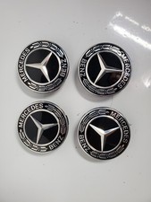 Used Mercedes-benz Oem Wheel Centercaps Set Blacksilver A2224002100 75mm Orig