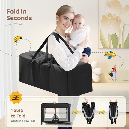 Comodino per Bambini Letto Culla,5 in 1 Culla Portatile per Neonati Letto Laterale - Foto 12 di 14