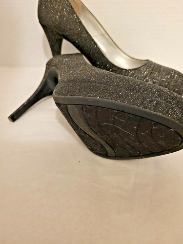 Woman's Sz 7 Black Evening-Out Elegant Glitter Pumps by FIONI NIGHT EUC - Picture 4 of 5