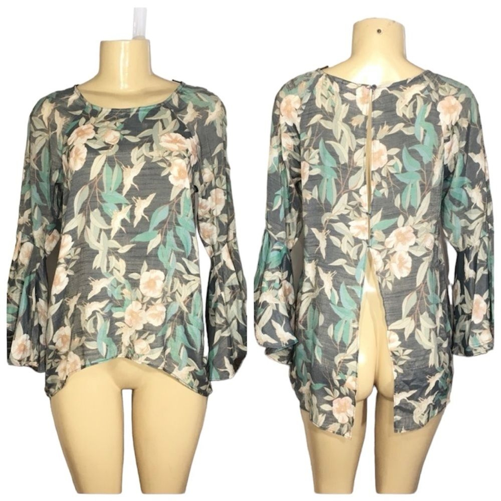 LAUREN CONRAD FLUTTER SLEEVE SPLIT BACK FLORAL HI… - image 1