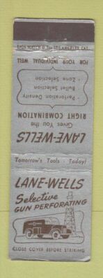 Matchbook Cover - Lane Wells Oil Well Gun Perforating Oklahoma City OK Houston