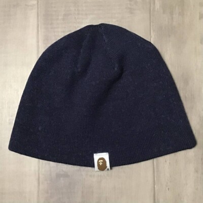 BAPE STA logo beanie knit cap a bathing ape star NIGO Navy | eBay