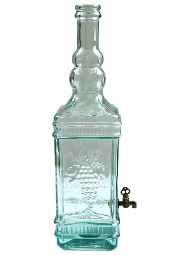 VTG Green Glass Beverage Dispenser /Olive Oil, TESTED, Italy 1.5 Gallons 18.5"T