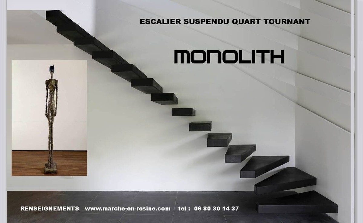 Marches Et Caissons Sur Mesure Pour Escalier Suspendu – Aspect Béton Ou Bois – Monolith
