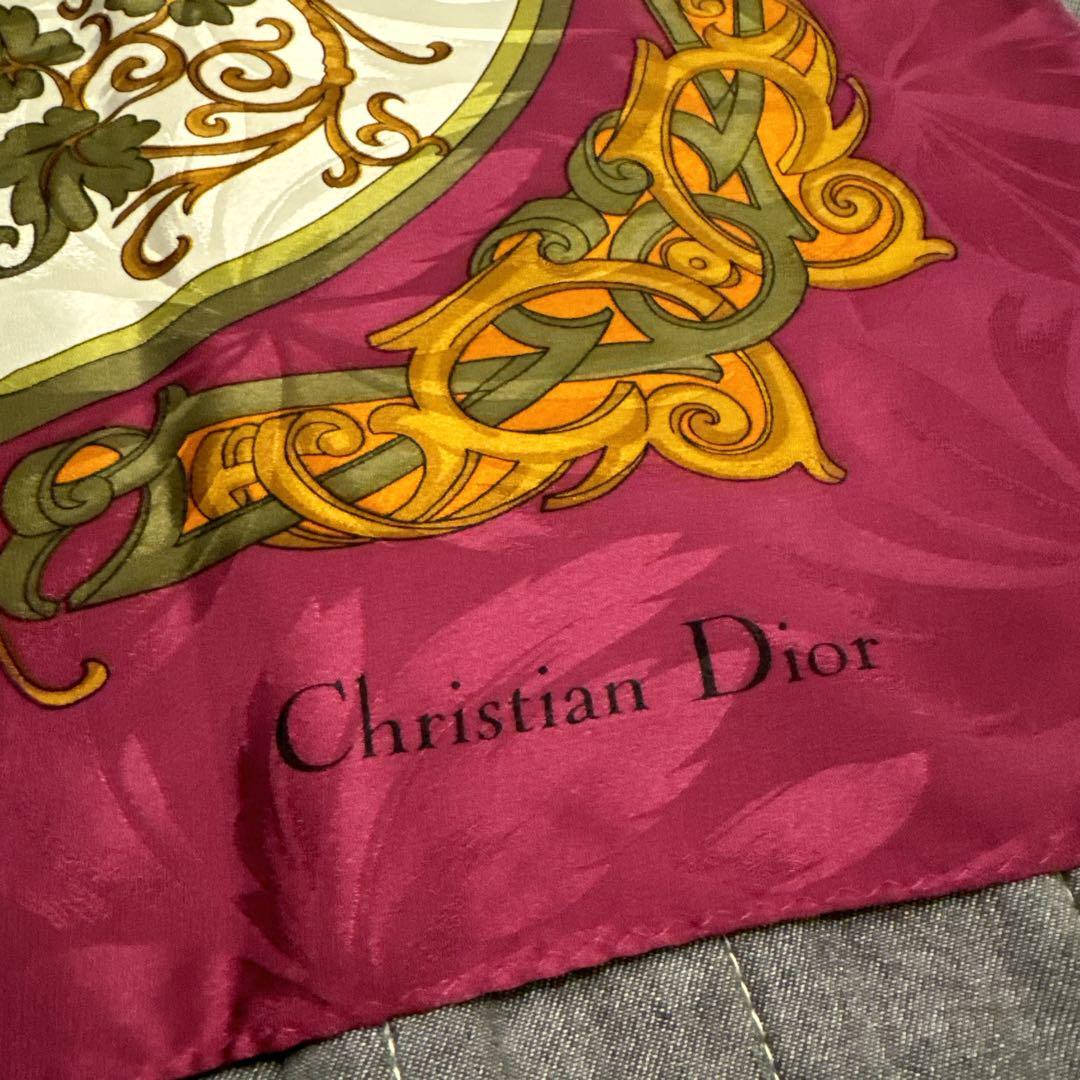 Christian Dior silk scarf スカーフ　パープル CHRISTIAN DIOR Echarpes Purple & Fuchsia Floral Silk Scarf