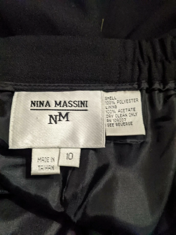 VTG Nina Massini Set Black Beaded Embroidered Blazer Skirt Sz 10 Medium M Foto 4 de 4