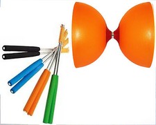 Henrys Circus Diabolo Orange with ULK2 Red + Henrys Aluminium Rods 325