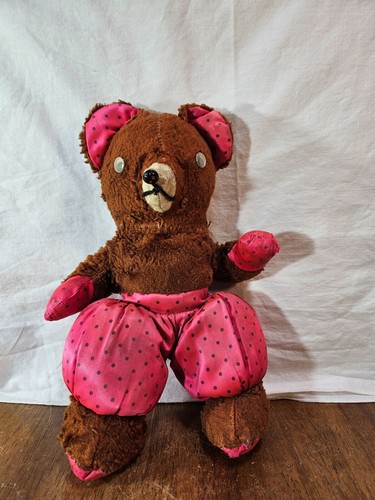 Vintage Antique Brown Teddy Bear Plush Stuffed Animal 12” Tall for Repair