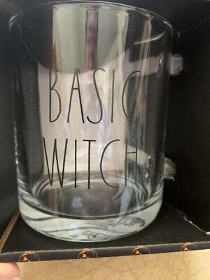 Rae Dunn Halloween Basic Witch 18 oz. Clear Glass Mug NEW