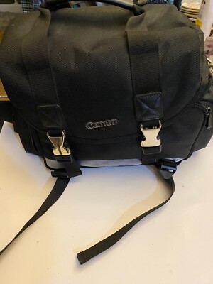 Canon Deluxe Large Camera Bag Black w/Padded Shoulder Strap Many Pockets  DSLR