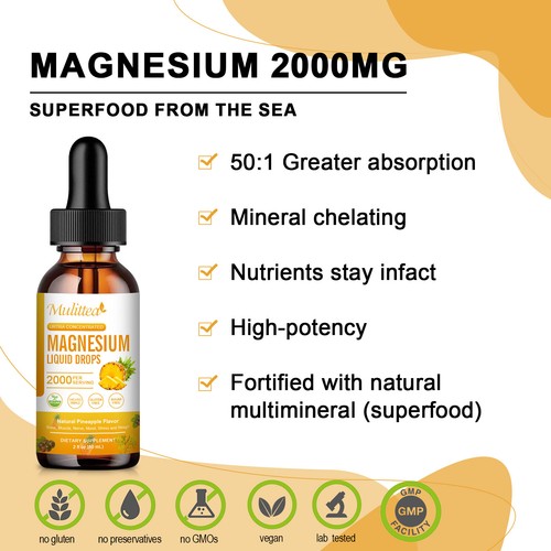 5 PACK Magnesium Glycinate Supplement 2000mg Magnesium Glycinate Liquid Drops - Picture 5 of 9
