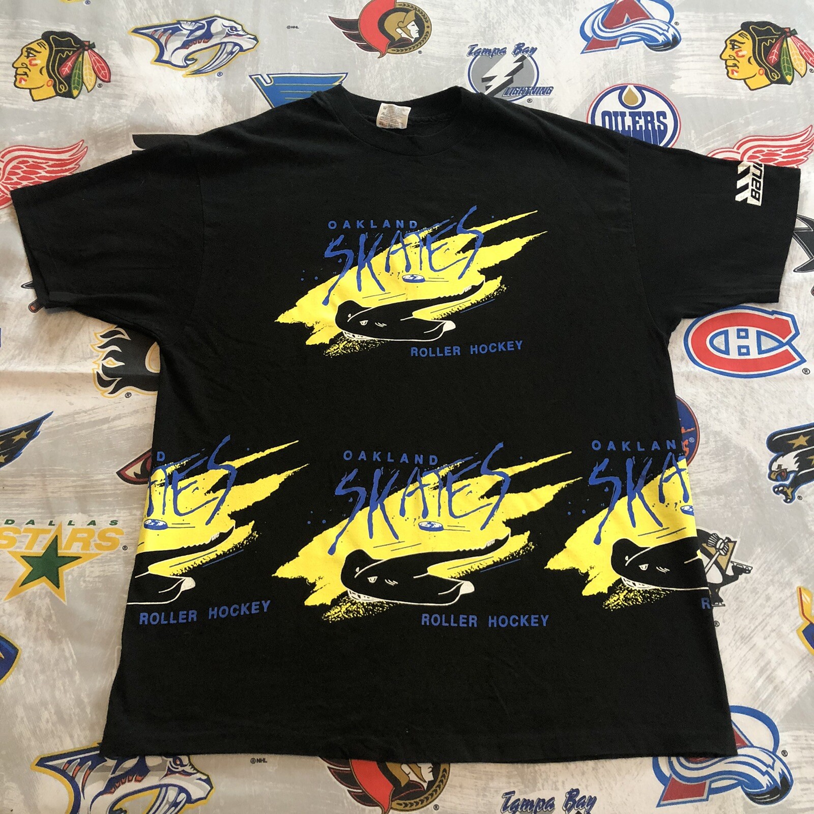 Roller Hockey T-shirt Vtg 90s Single Stitch Men's Xl All Ove