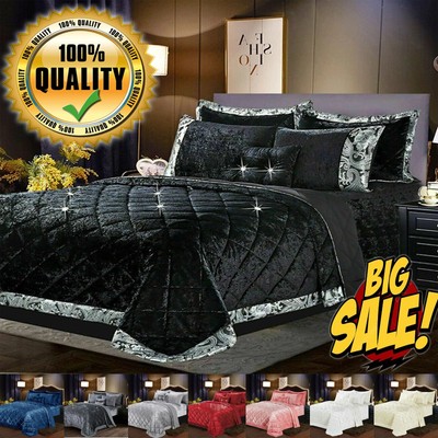 Zerkleinerter Samt gesteppte Tagesdecke/Bettüberwurf mit Kissen Shams Double King S/K
