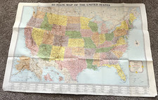 Vintage 1960s Rand Mcnally 50 State US Map 34" x 52"