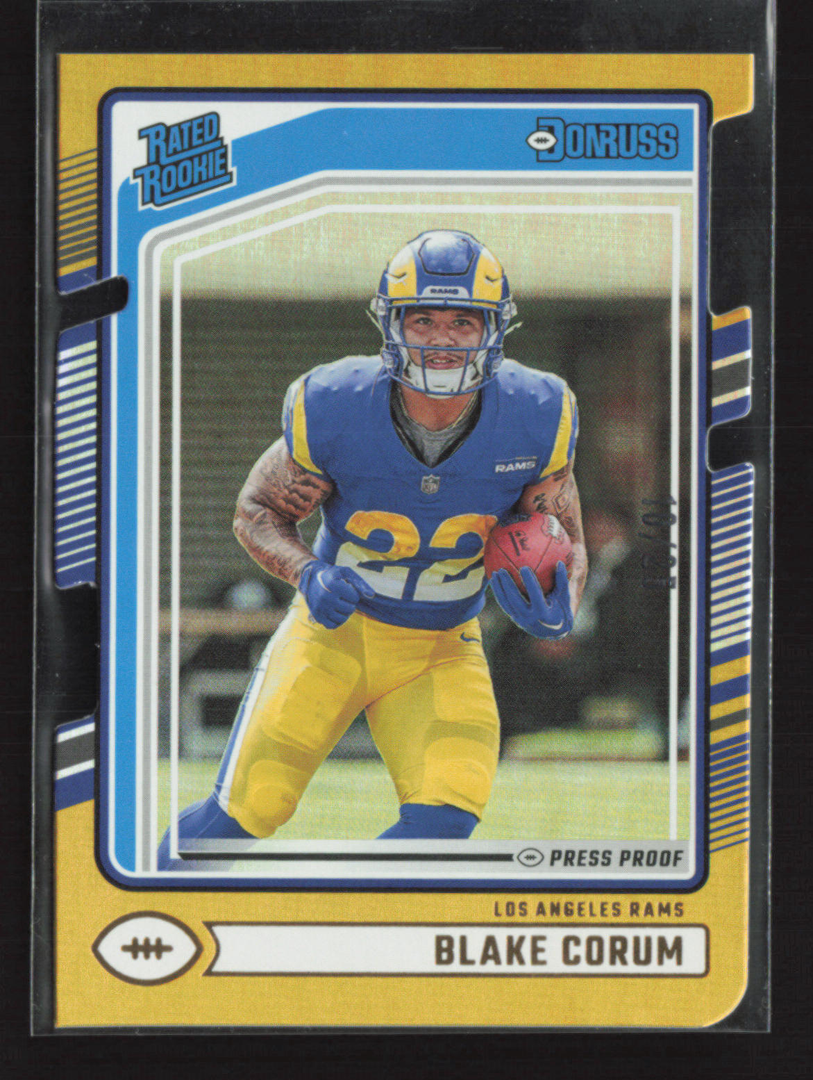 Blake Corum 2024 Donruss Gold Press Proof Die Cut 10/25 Rated Rookie [xdB77