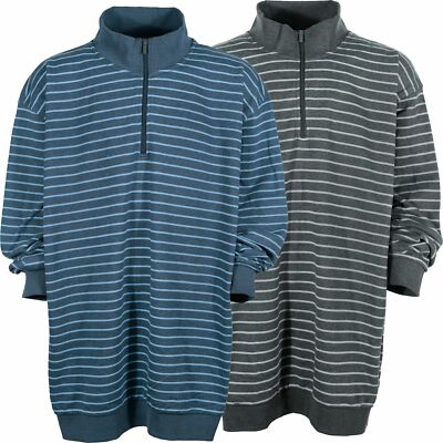 Kitaro Sweatshirt Sweat Troyer Herren Langarm Baumwolle Grau Blau Plusgröße