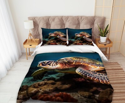 3D Ozean Schildkröte C1967 Bett Kissenbezüge Decke Bettdecke Abdeckung Set Amy