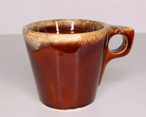 Vintage Hull Oven Proof Cup Brown Drip Glaze Pottery Coffee Tea Mug O Handle USA
