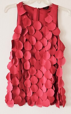 Women's Raspberry Pink 3D Floral Petal Sleeveless Top 12 Summer Art to Wear