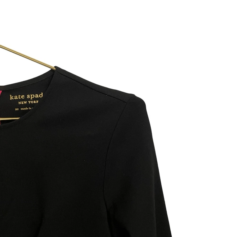 Abito Kate Spade NY nero fiocco vita ponte manica lunga taglia XS