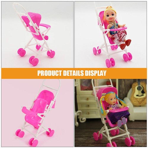 2 Pcs Baby Doll Pushchair Toy Simulation Cart Toddler Travel Stroller - Picture 6 of 12