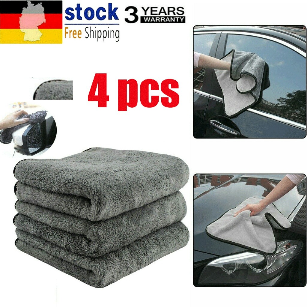 4tlg Auto Pflegetücher KFZ Microfasertuch Mikrofaser Poliertuch Reinigung Set