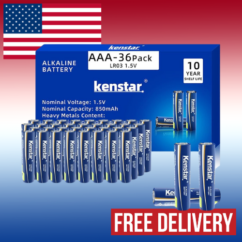 AAA Alkaline Batteries 36 Pack Powermax Battery 10 Year Shelf Life Long Lasting