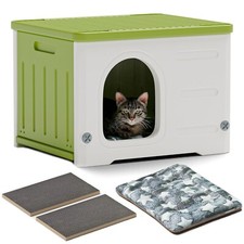 Plastic Cat House for Outdoor Indoor Use, Stackable Feral Cat Shelter Indoor ...