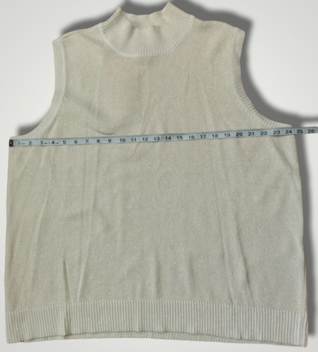 Quacker Factory Metallic Thread Sleeveless Mockneck Sweater Beige Sz 2X NWT - Picture 6 of 8