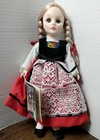 Vintage Effanbee Switzerland Doll red dress black shoes blonde hair collector