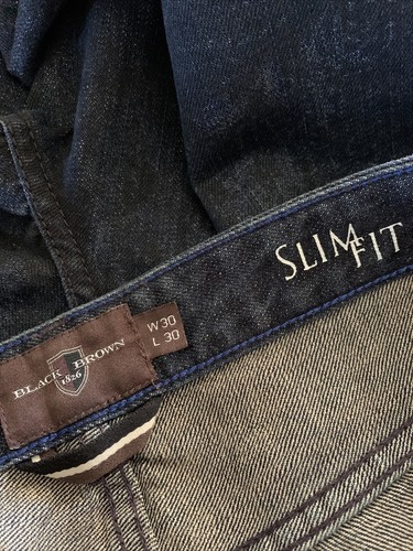 New Men’s Balck Brown 1826 Slim Fit Dark Wash Jeans Sz W30 L30 - Picture 8 of 9