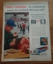 1956 Gleem Toothpaste Vintage Magazine Ad "Only Gleem"