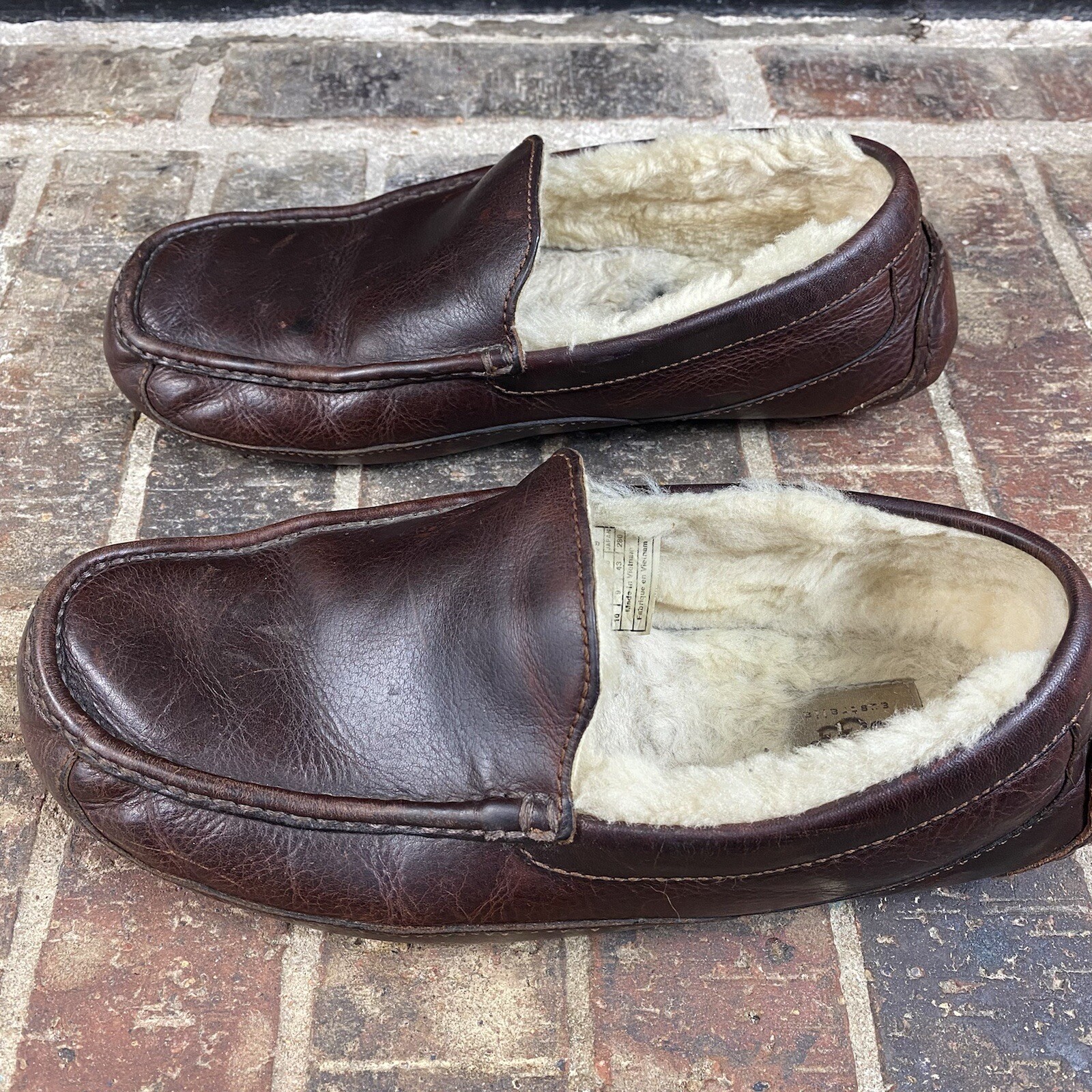 Ugg Men Ascot 5379 China Tea Leather Wool Slip On Sli… Gem