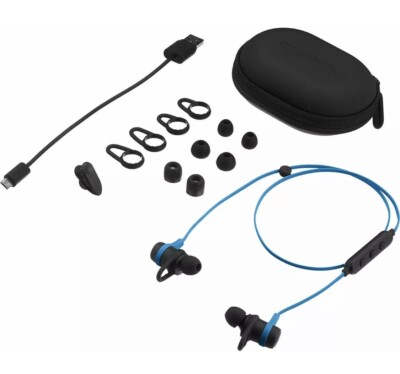 Amazon Basics Wireless Bluetooth Fitness Headphones W/Microphone Blue