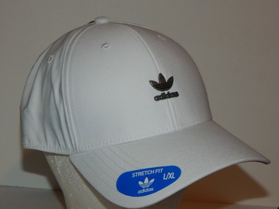 Adidas Originals Hat /Cap L/XL Stretch Fit White / Metal Trefoil | eBay